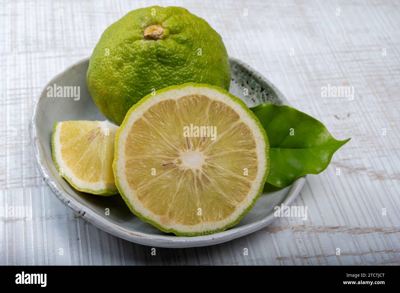 Fresh ripe bergamot orange fruits, fragrant citrus used in earl grey