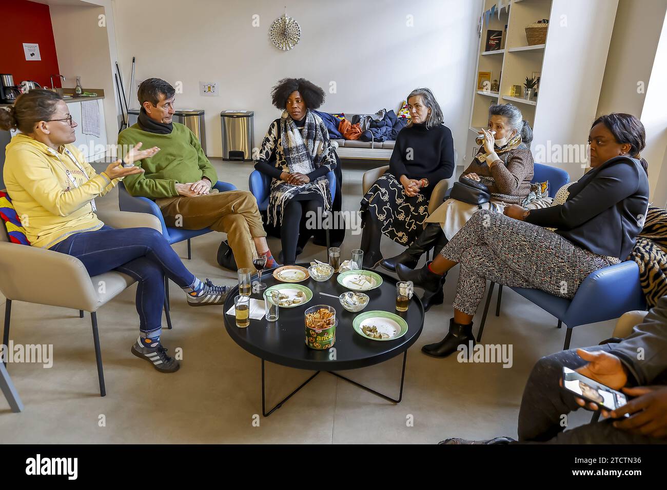 Dinner at la maison Bakhita, a center for migrants run by the Paris catholic diocese, France Stock Photo