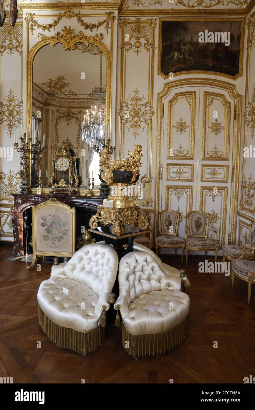 Chantilly castle, Conde museum, Chantilly, Oise, France. Grand cabinet de Monsieur le prince Stock Photo