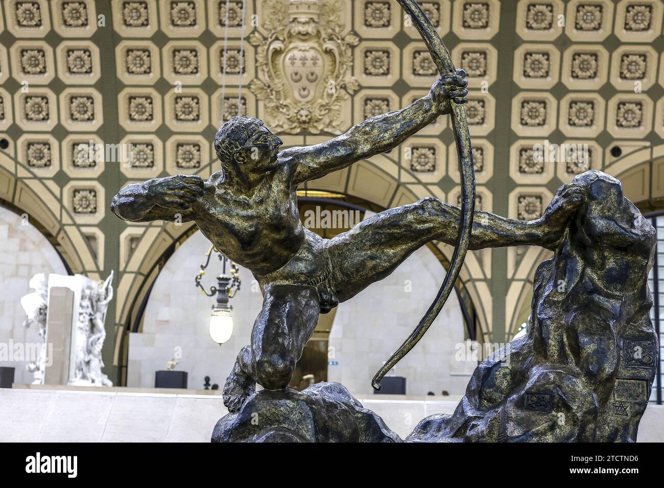 Orsay museum, Paris, France Antoine Bourdelle, Heracles the archer or Heracles shooting the Stymphalian birds 1909-1924, cast gilt bronze statue Stock Photo