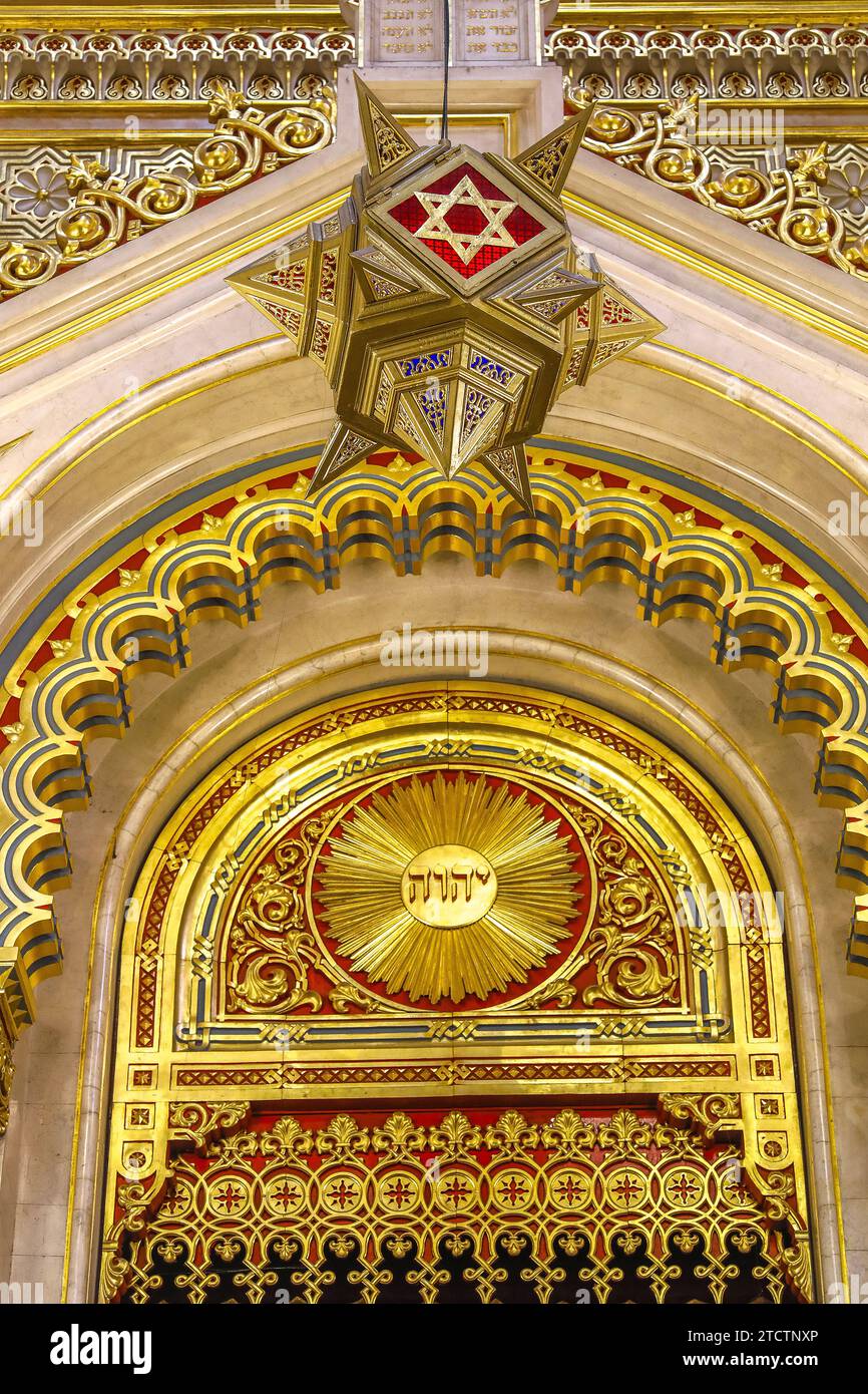 Great synagogue of Budapest, Hungary. Torah ark Stock Photo