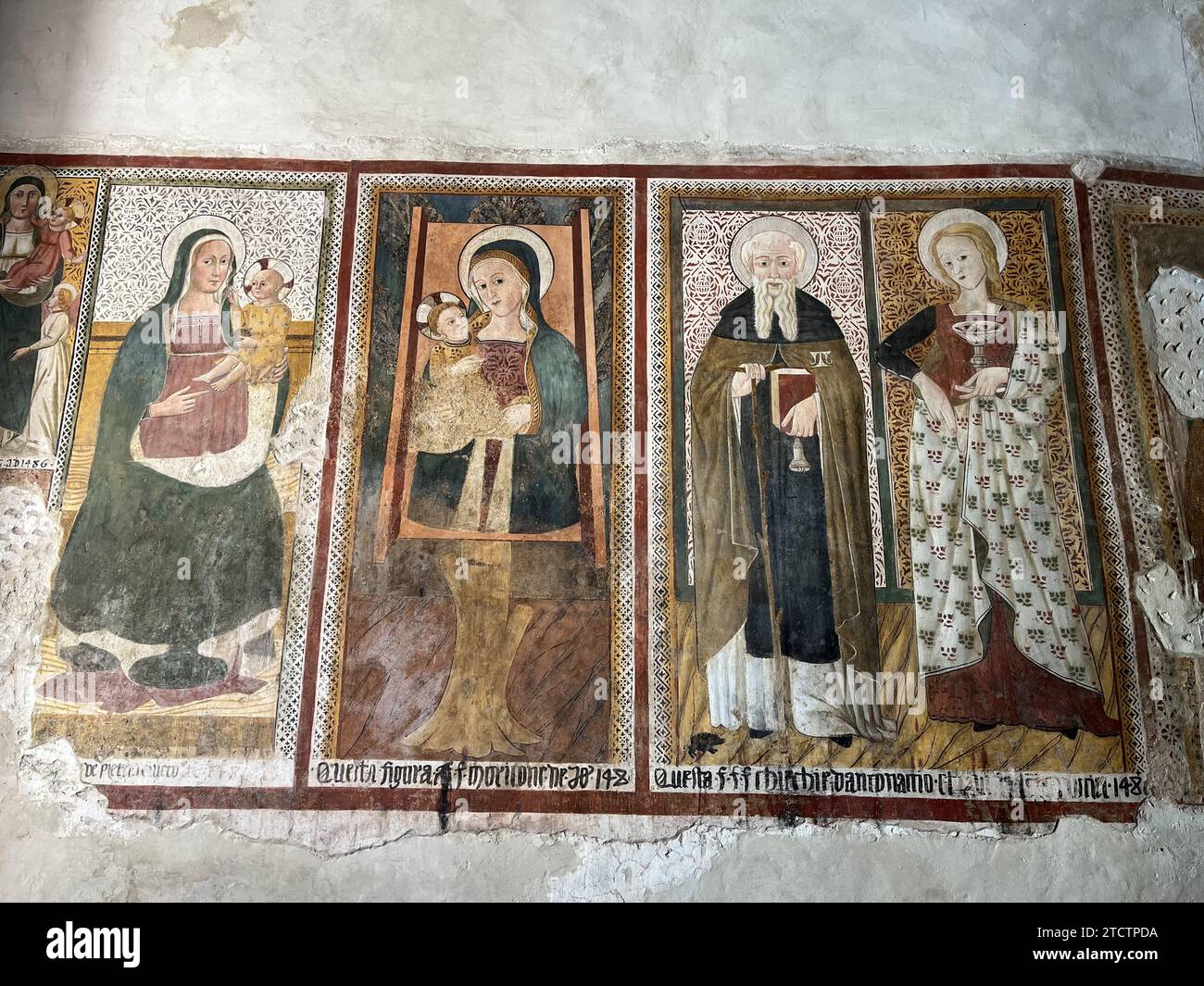 Frescoes in Colleolivo church, Umbria, Italy. Stock Photo