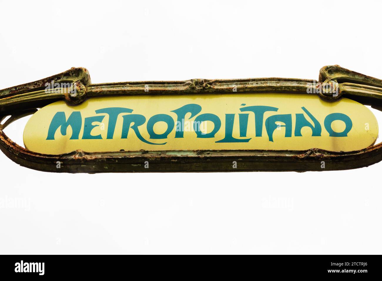 Art Nouveau architecture sign on the Lisbon Metro, Metropolitano de Lisboa. Lisbon, Portugal Stock Photo