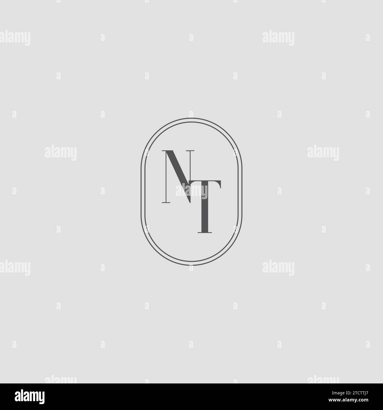 Initial NT wedding monogram logo design vector graphic Stock Vector