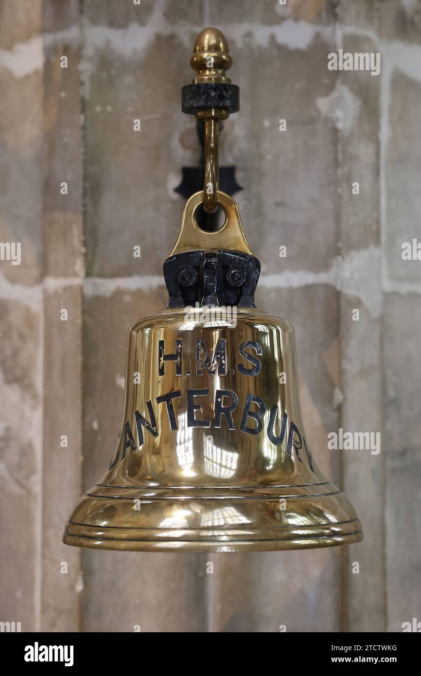 Model of H.M.S. Canterbury bell in Canterbury cathedral, Kent, U.K. (1744 Stock Photo Alamy