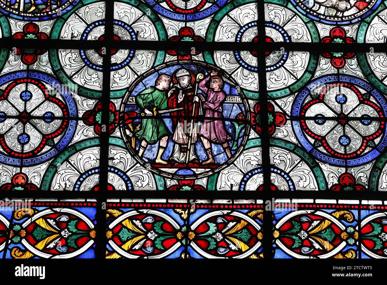 Canterbury cathedral, Kent, U.K. Stained glass. Murder of Thomas Becket