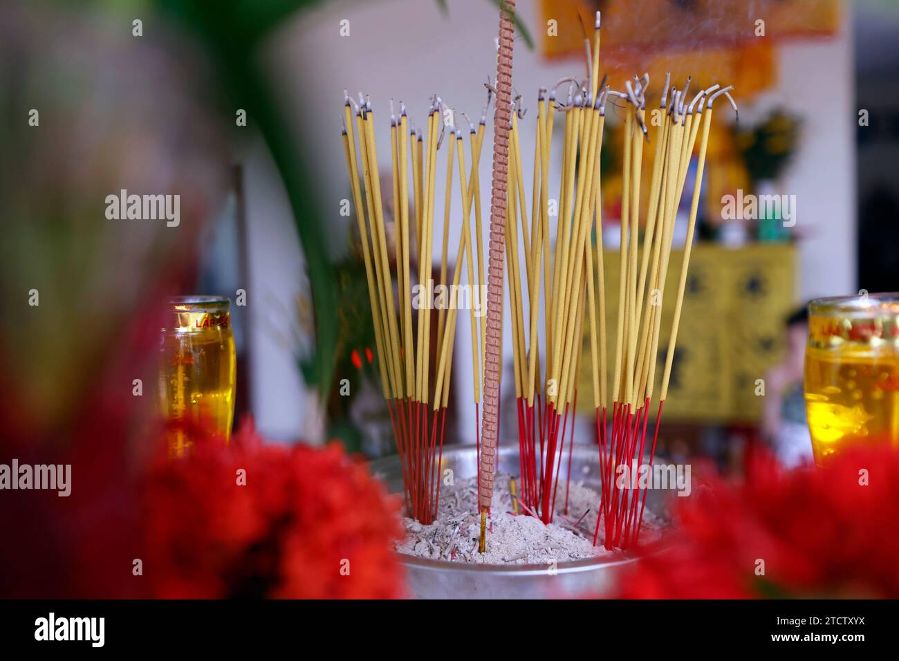 Funeral ceremony in a Buddhist family. Prayers for the deceased. Tan