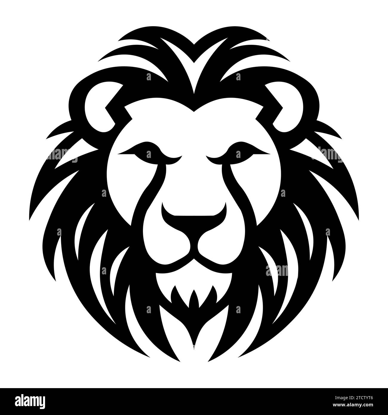 Lion head black logo on white background Stock Vector