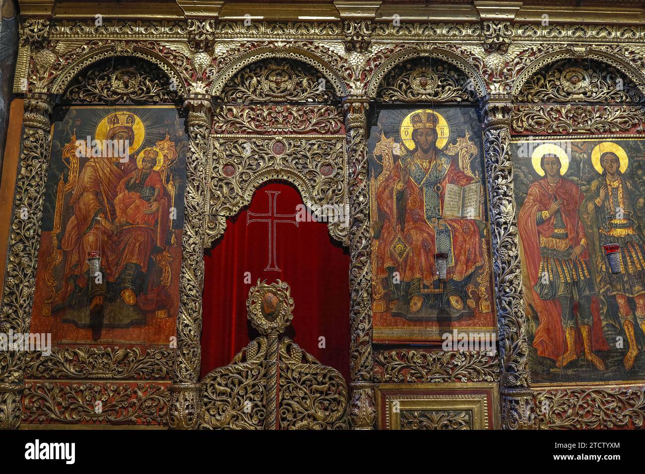 Inside Visoki Decani Serbian orthodox monastery church, Kosovo Stock ...