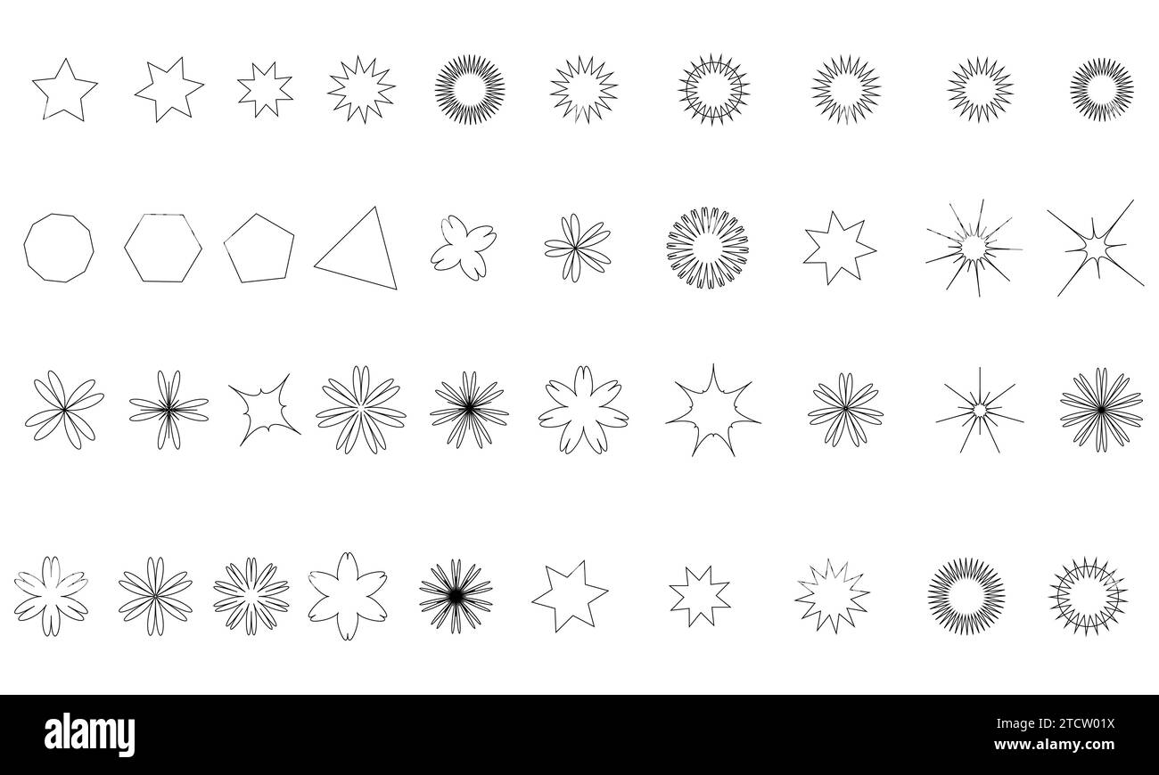 Stars Vector Shape line collection. Stock Vector