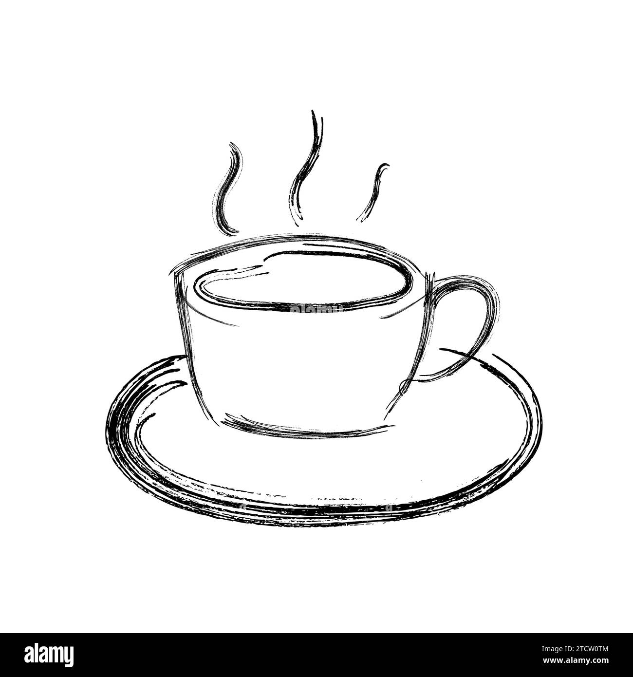 Coffee cup with steam concept. Hand drawn pencil sketch. Isolated hot ...