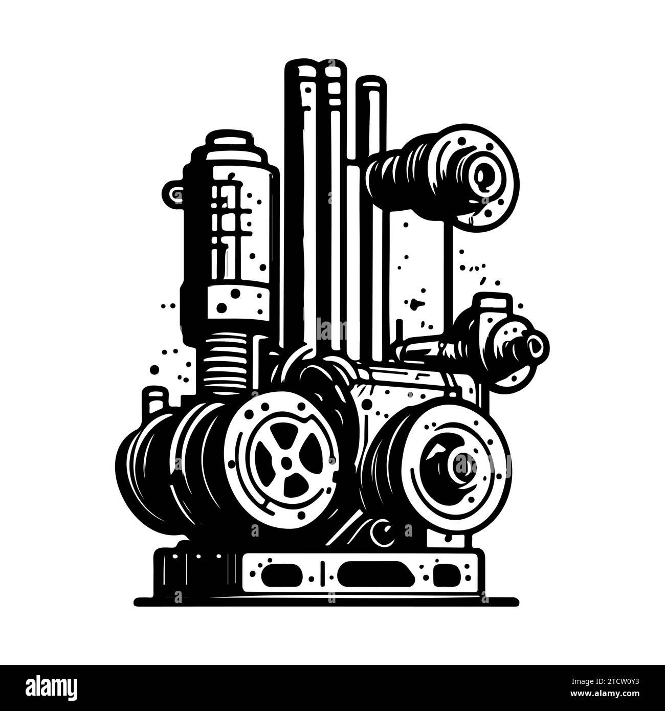 Machine factory Icon hand draw black colour artificial logo vector