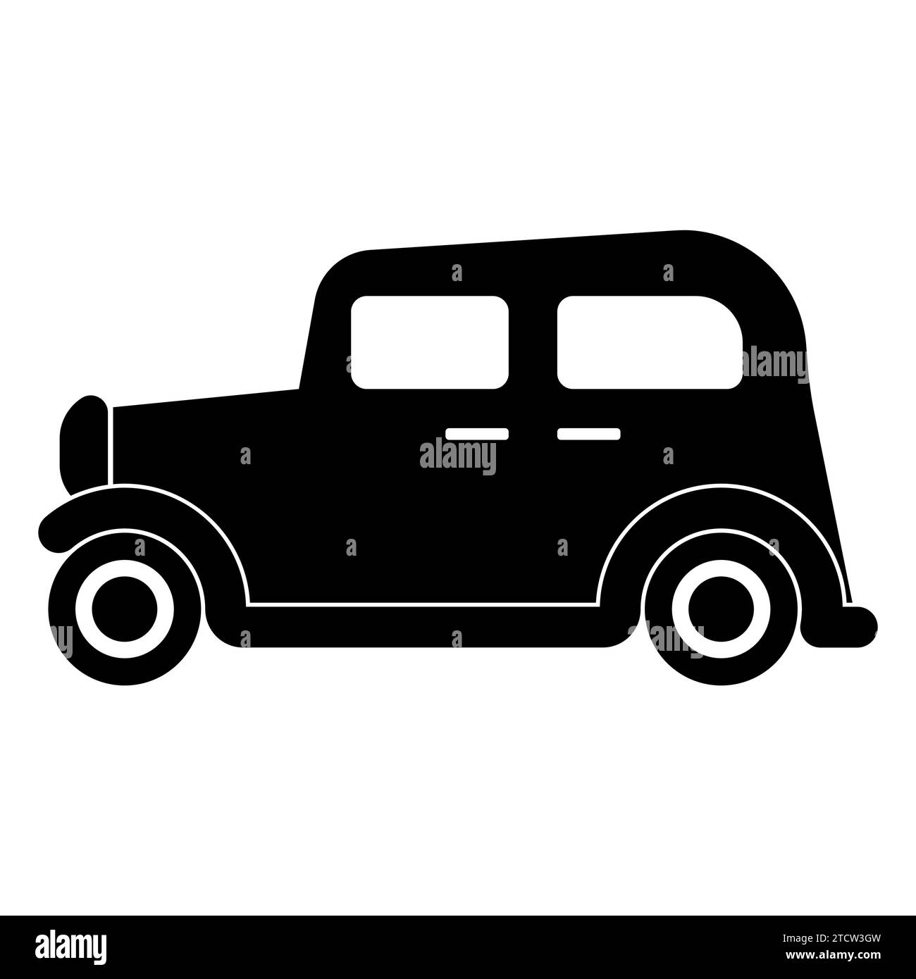 Old car black vector icon on white background Stock Vector