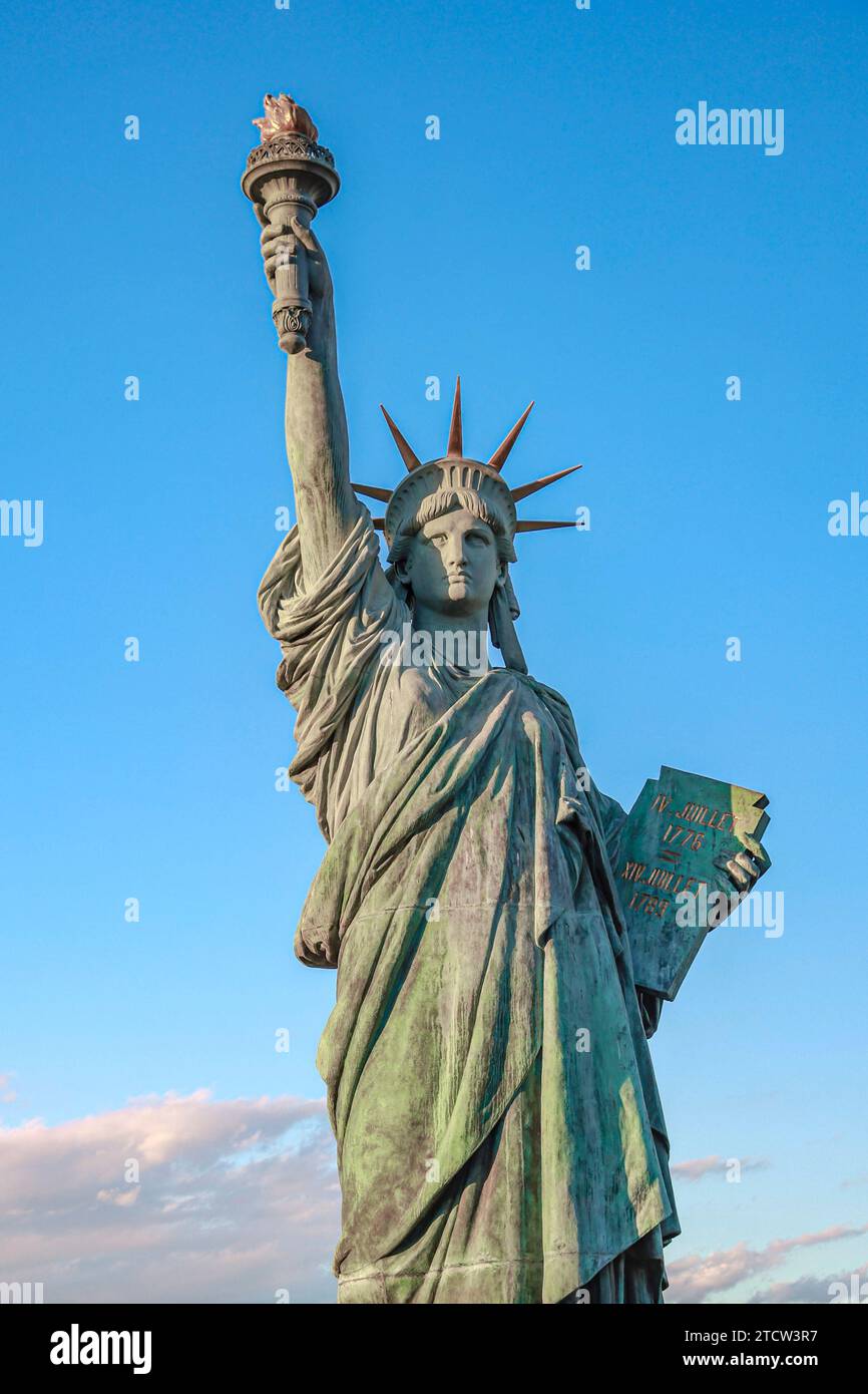 statue of liberty in tokyo city and blue sky Stock Photo