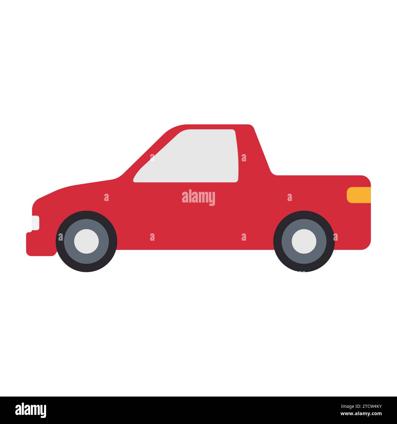 Red pickup side view icon on white background Stock Vector