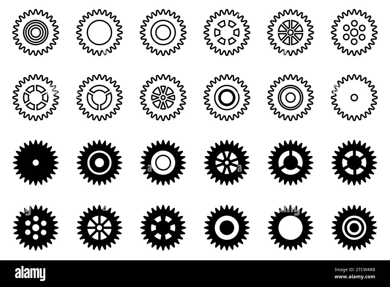 Gears icon set. Setting gears icon. Collection of mechanical cogwheels ...