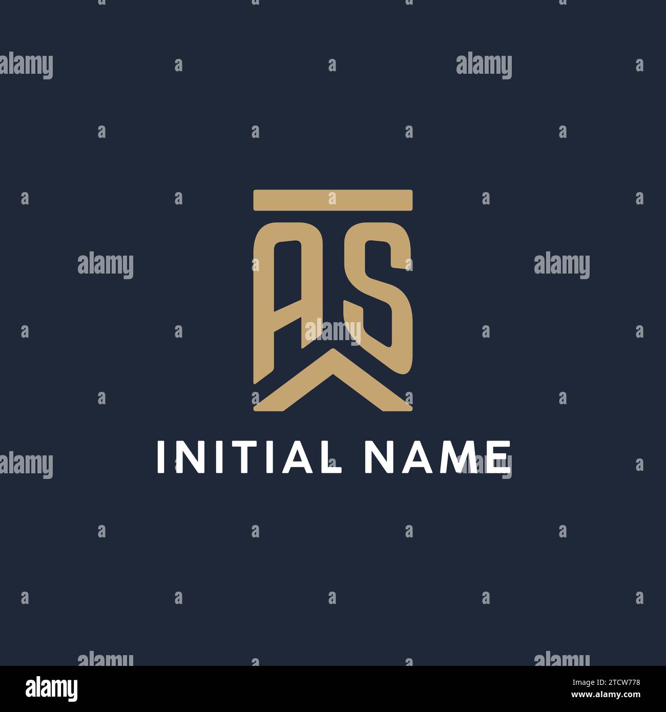 AS initial monogram logo design in a rectangular style with curved side