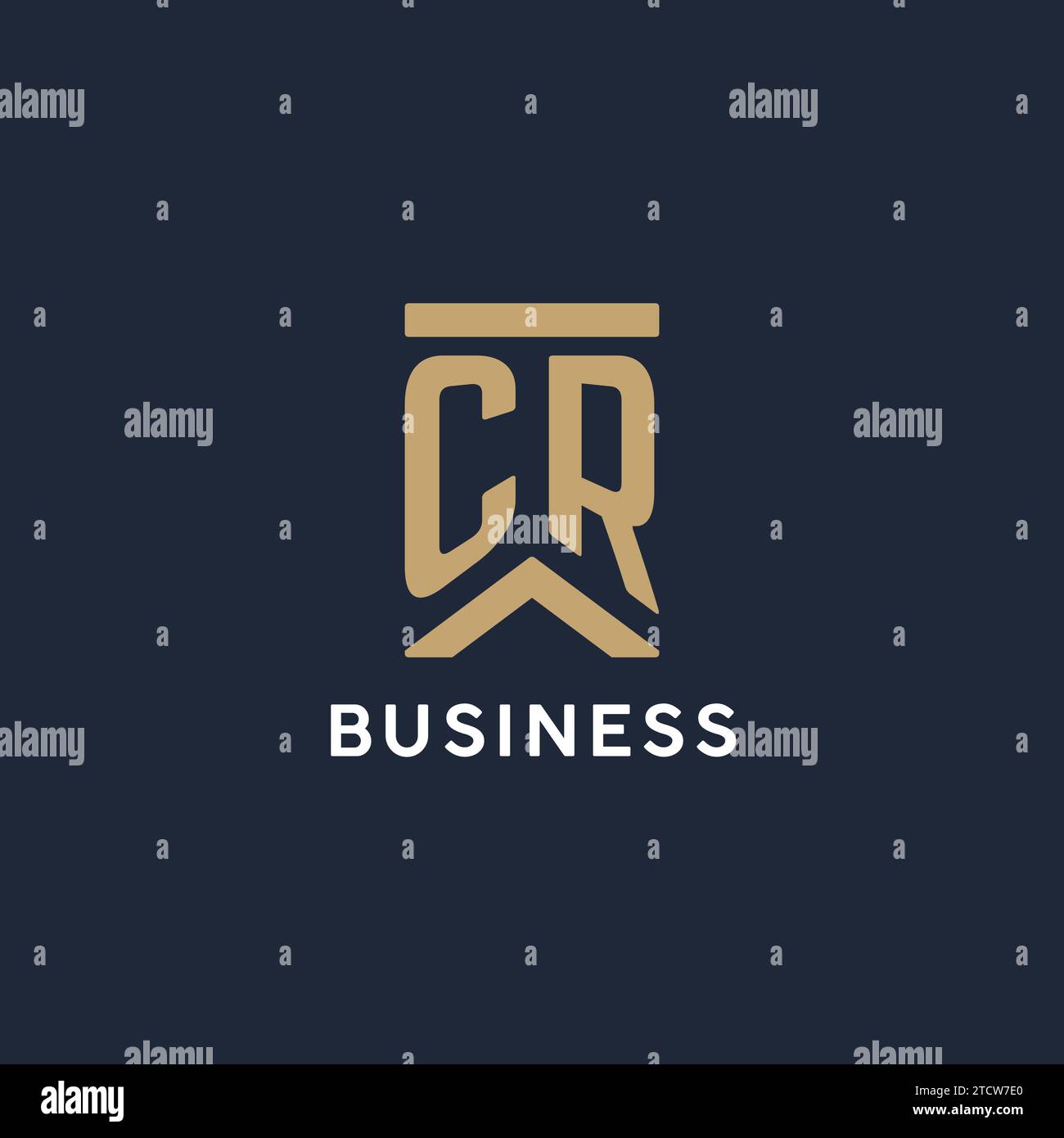 CR initial monogram logo design in a rectangular style with curved side ideas Stock Vector