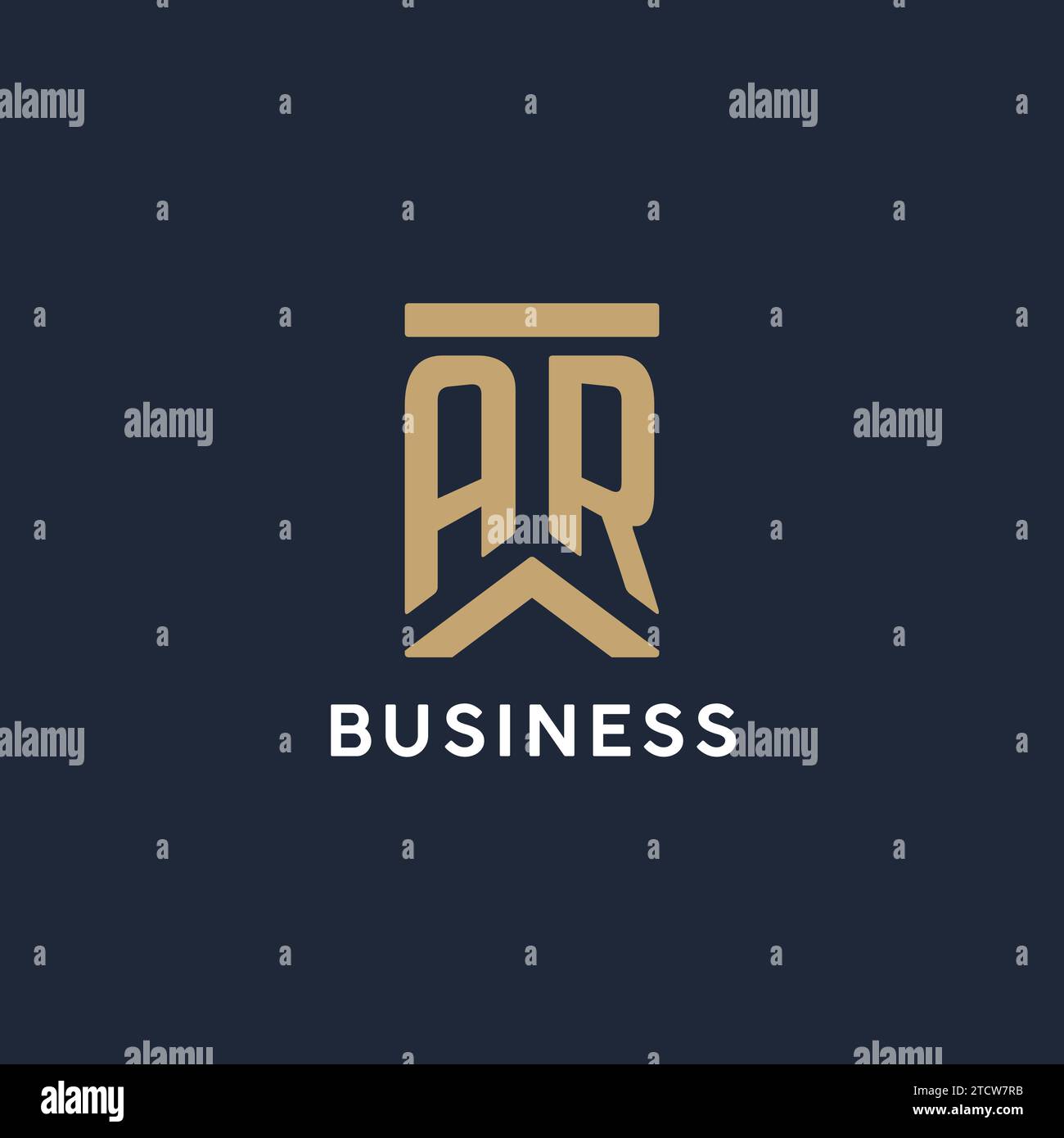 AR initial monogram logo design in a rectangular style with curved side ideas Stock Vector