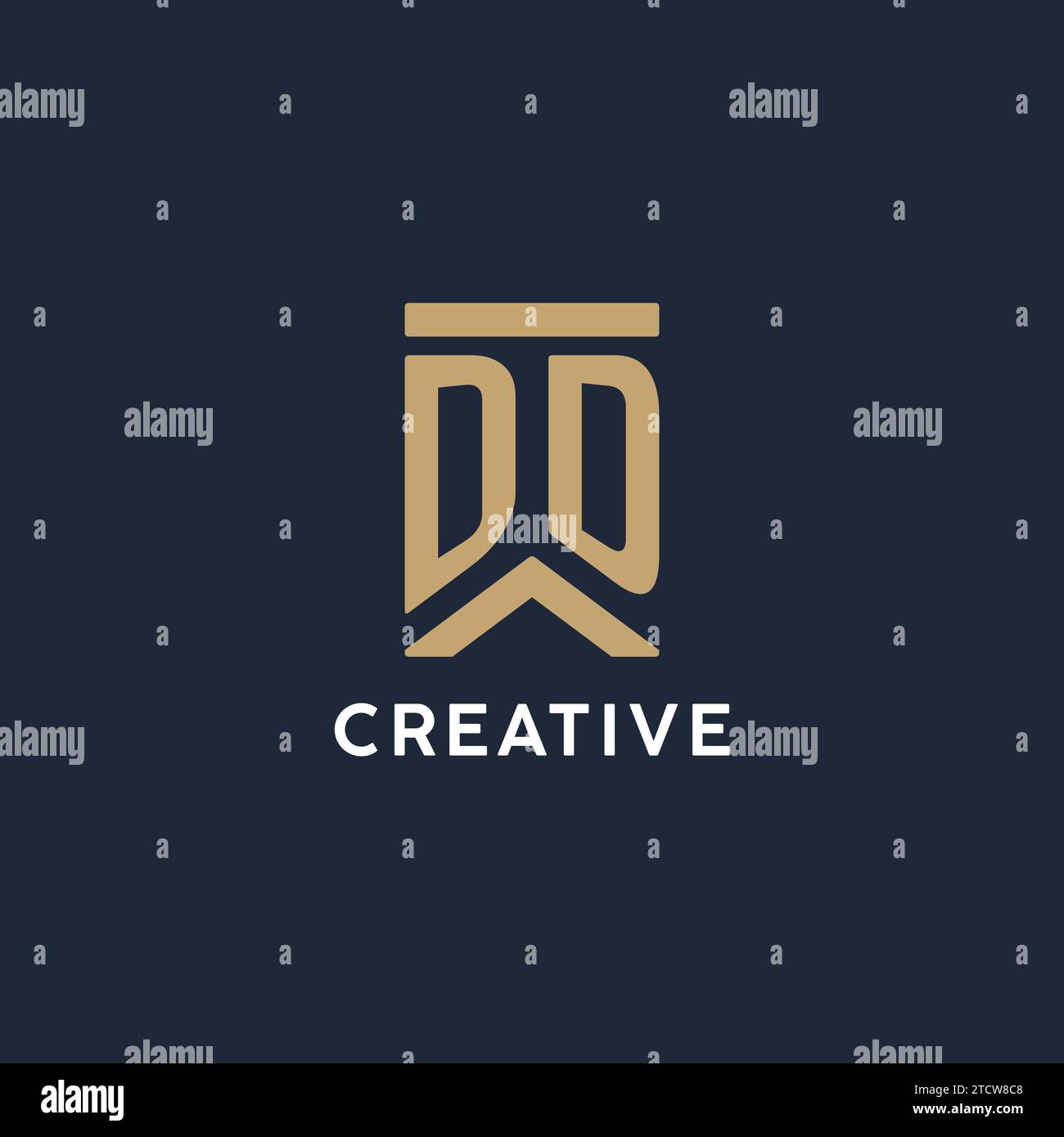 DD initial monogram logo design in a rectangular style with curved side