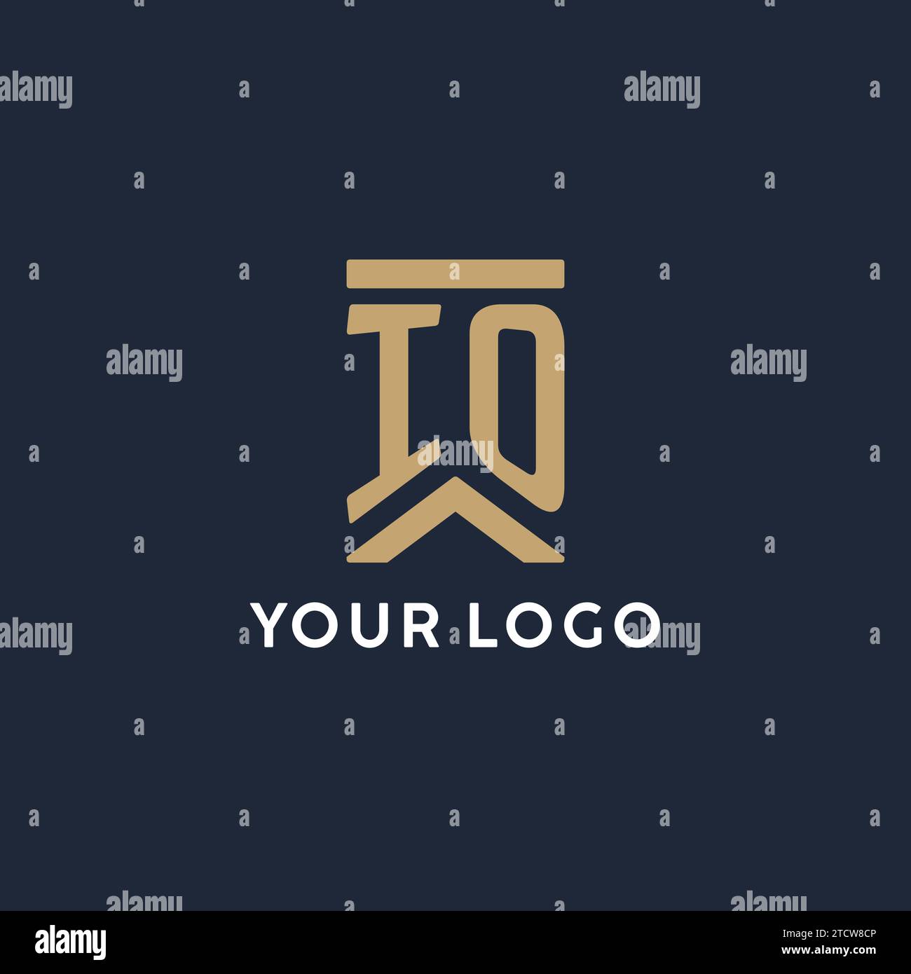 IO initial monogram logo design in a rectangular style with curved side