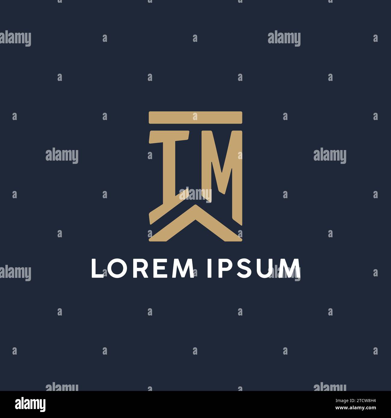 IM initial monogram logo design in a rectangular style with curved side ...