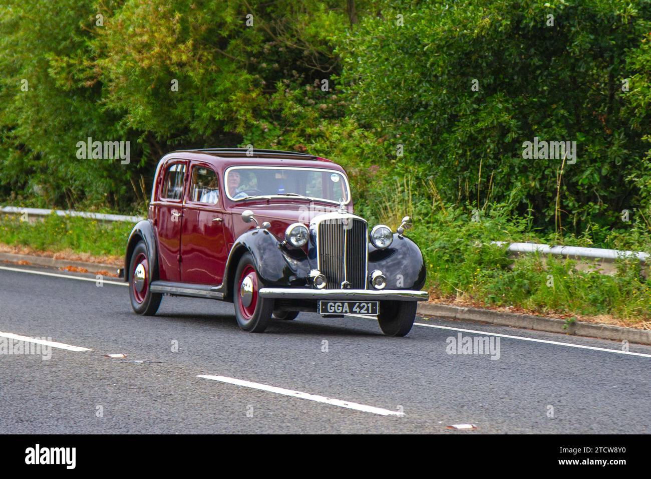 1948 40s forties Red Rover, 1948 Rover P3 2 Litre. sedan Petrol 1998 cc,  post-war 2.0-litre executive cars Stock Photo
