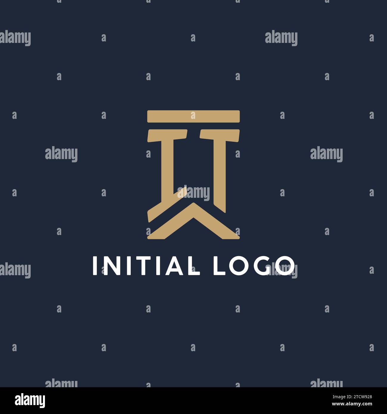 IT initial monogram logo design in a rectangular style with curved side ...