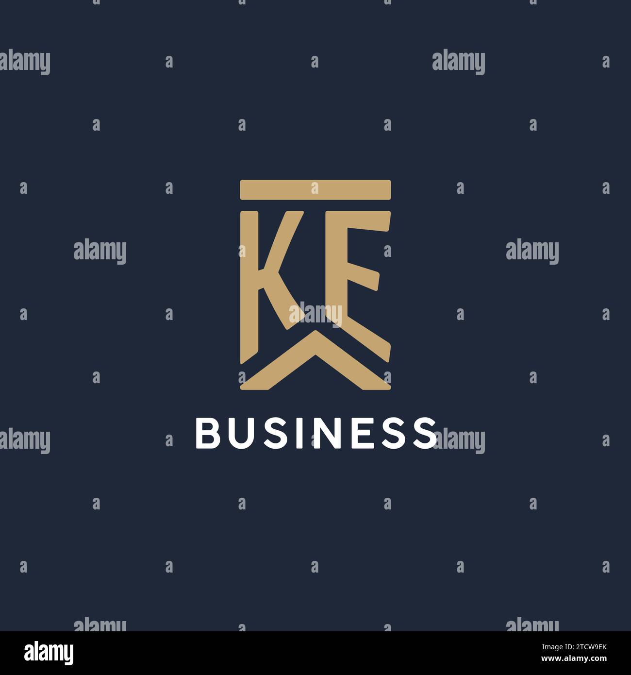 KE initial monogram logo design in a rectangular style with curved side