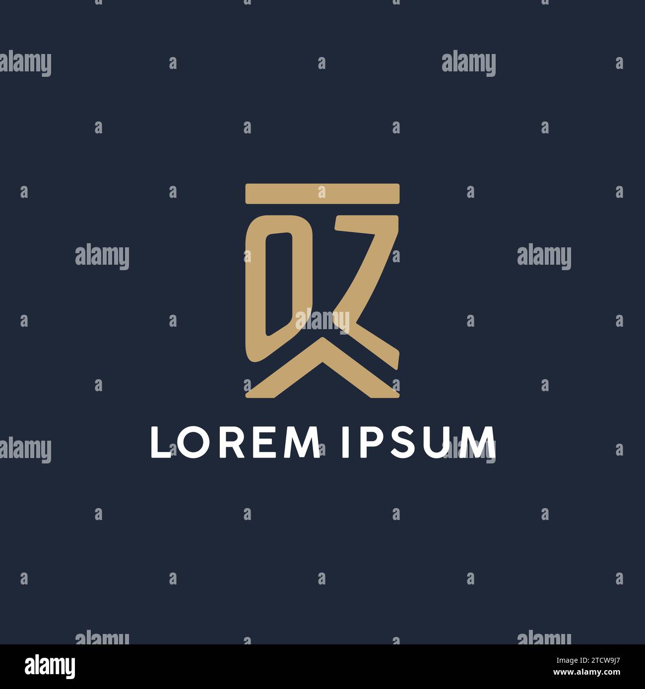 OZ initial monogram logo design in a rectangular style with curved side ideas Stock Vector