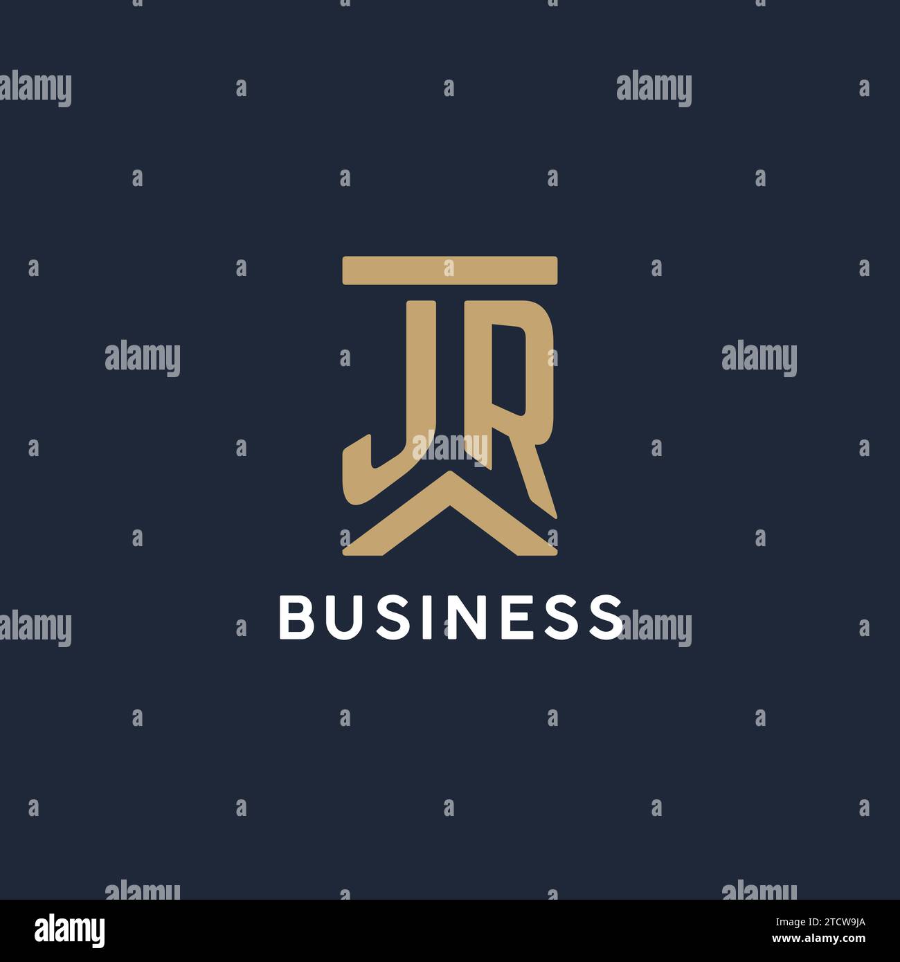 JR initial monogram logo design in a rectangular style with curved side ideas Stock Vector