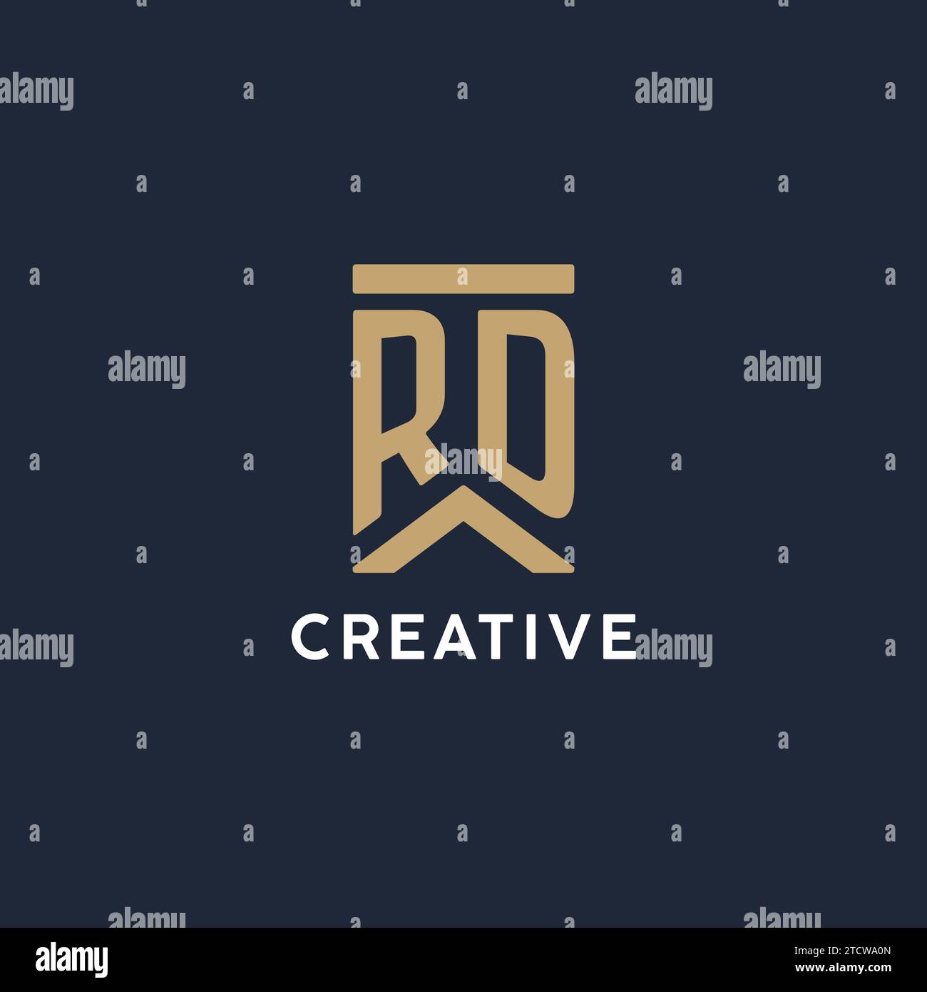 RD initial monogram logo design in a rectangular style with curved side
