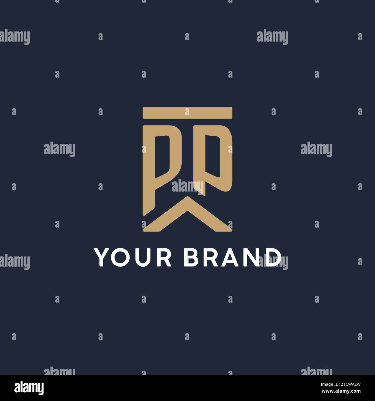 PP initial monogram logo design in a rectangular style with curved side ideas Stock Vector