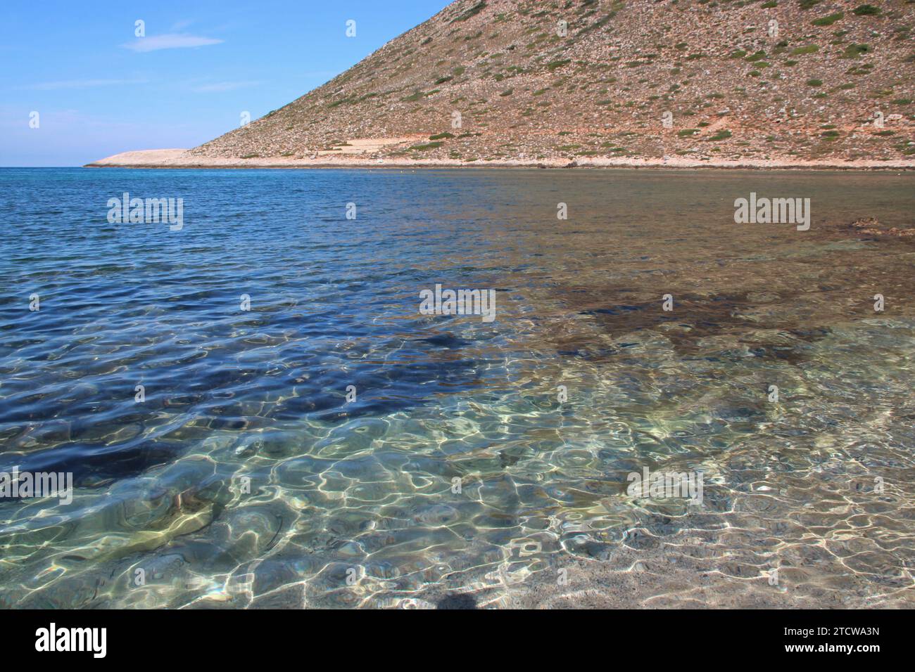 mediterranean sea and hill at stavros in crete in greece Stock Photo