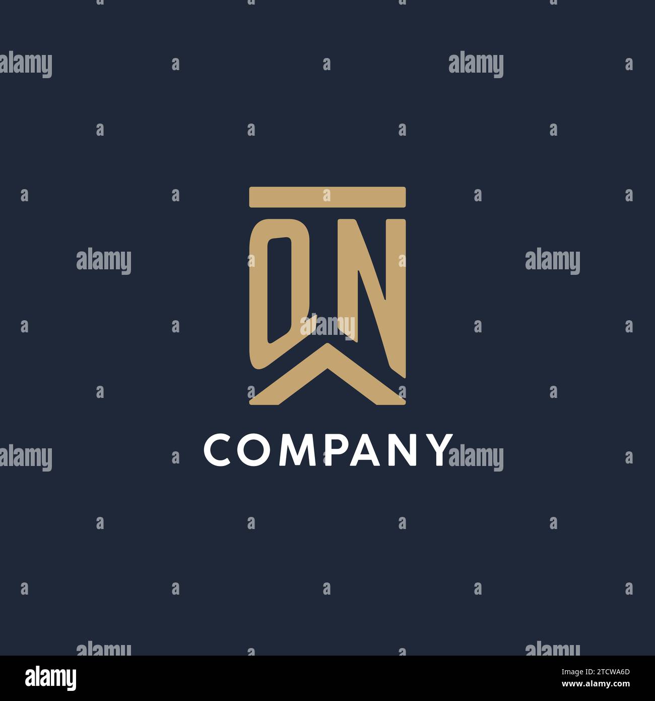 QN initial monogram logo design in a rectangular style with curved side