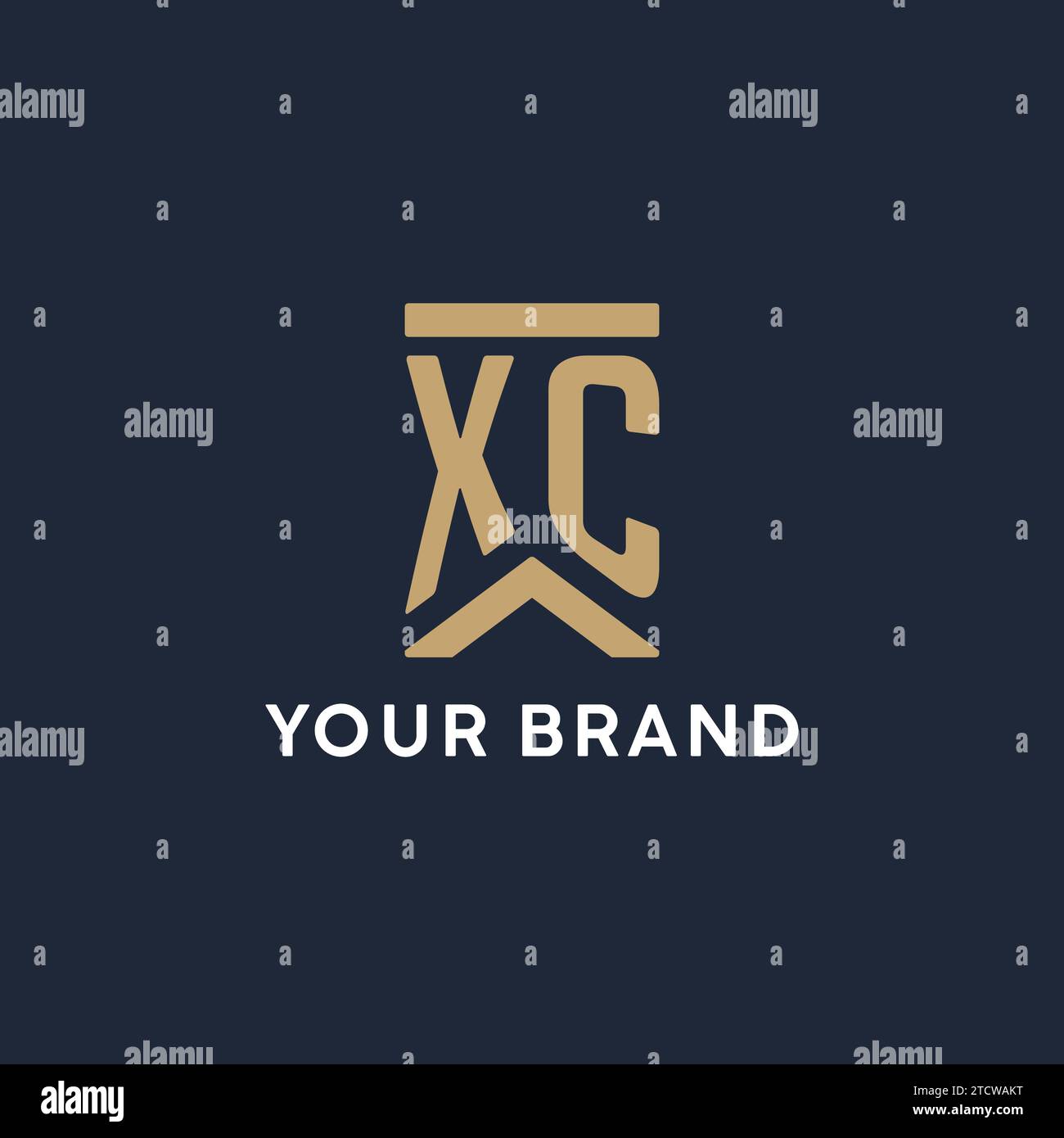 XC initial monogram logo design in a rectangular style with curved side ...