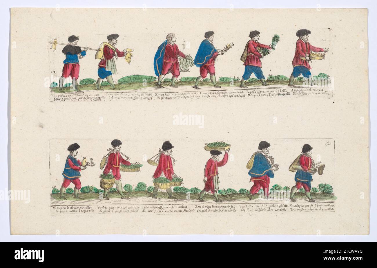 Plate 10 depicting the trades of Rome, here including vendors of