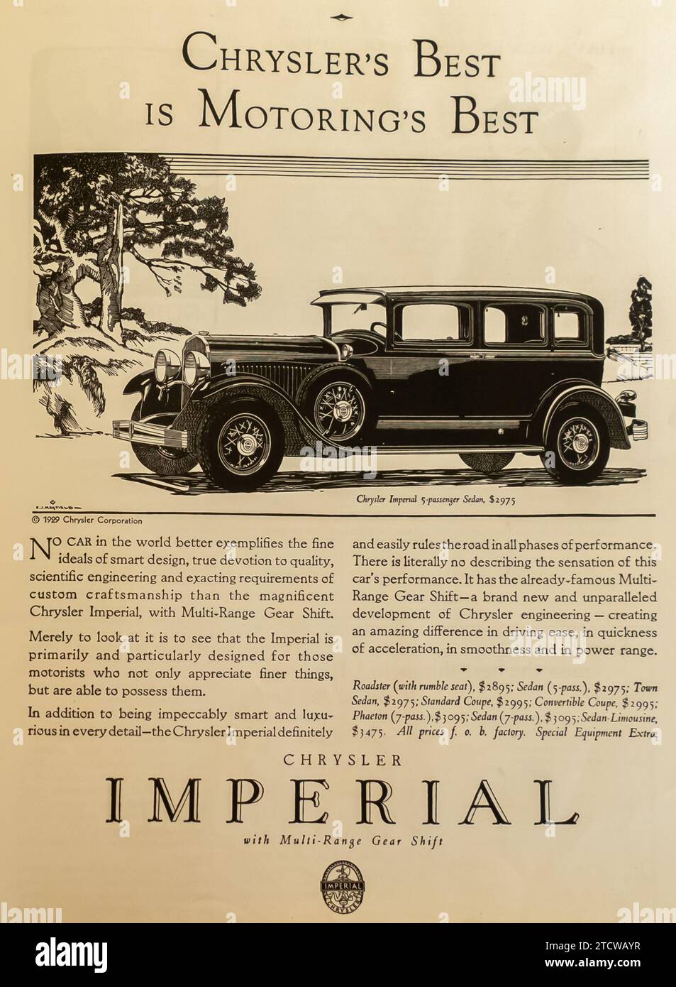 1929 Chrysler Imperial Car ad Stock Photo