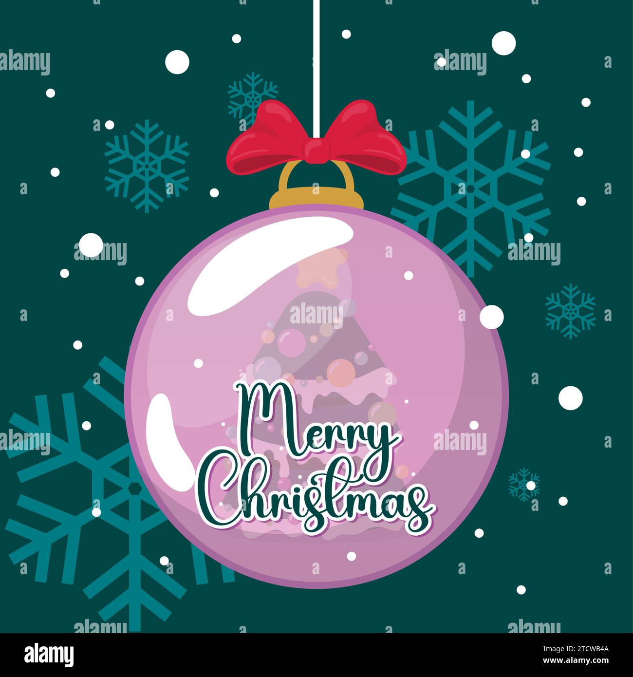Cute christmas card with a christmas tree ball icon Vector illustration ...