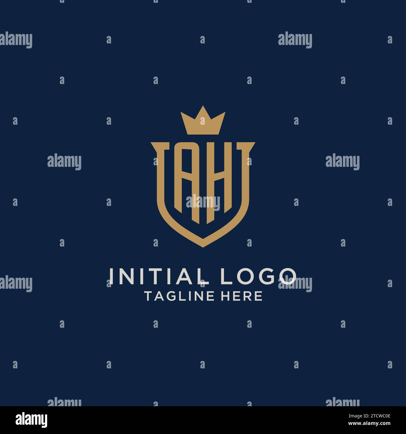 AH initial shield crown logo vector graphic Stock Vector