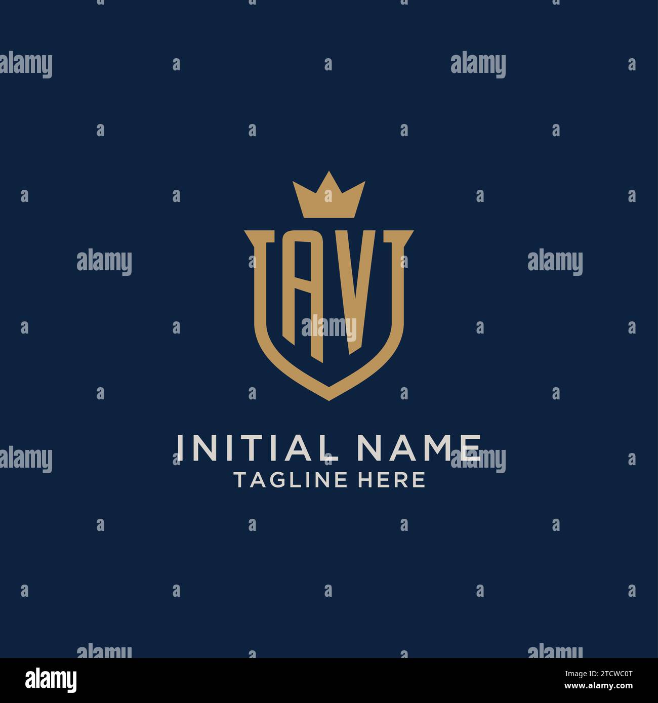 AV initial shield crown logo vector graphic Stock Vector
