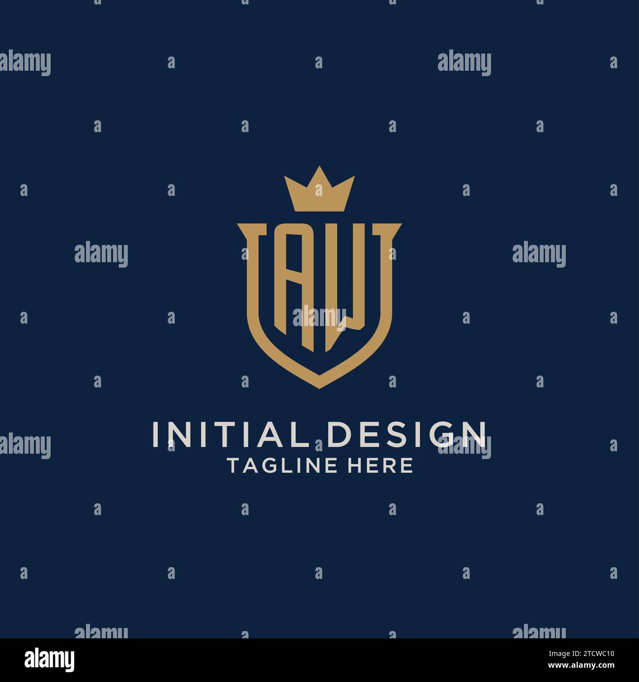 AW initial shield crown logo vector graphic Stock Vector