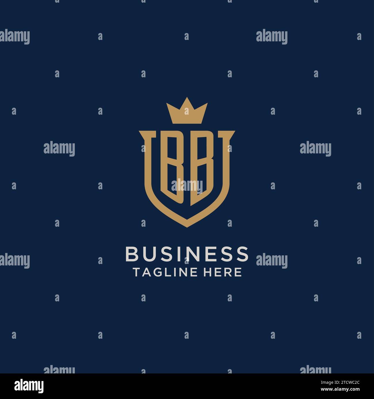 BB initial shield crown logo vector graphic Stock Vector