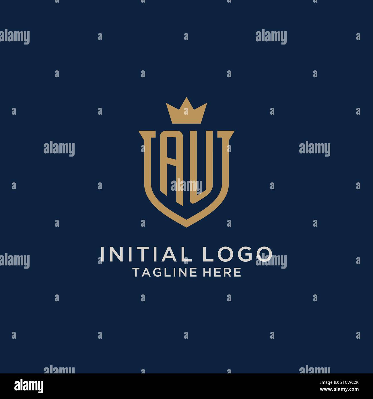 AU initial shield crown logo vector graphic Stock Vector