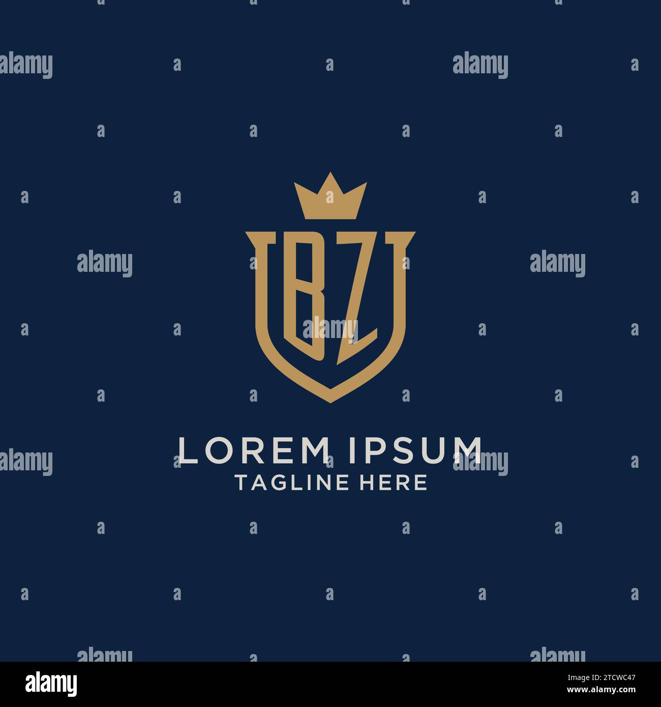 BZ initial shield crown logo vector graphic Stock Vector