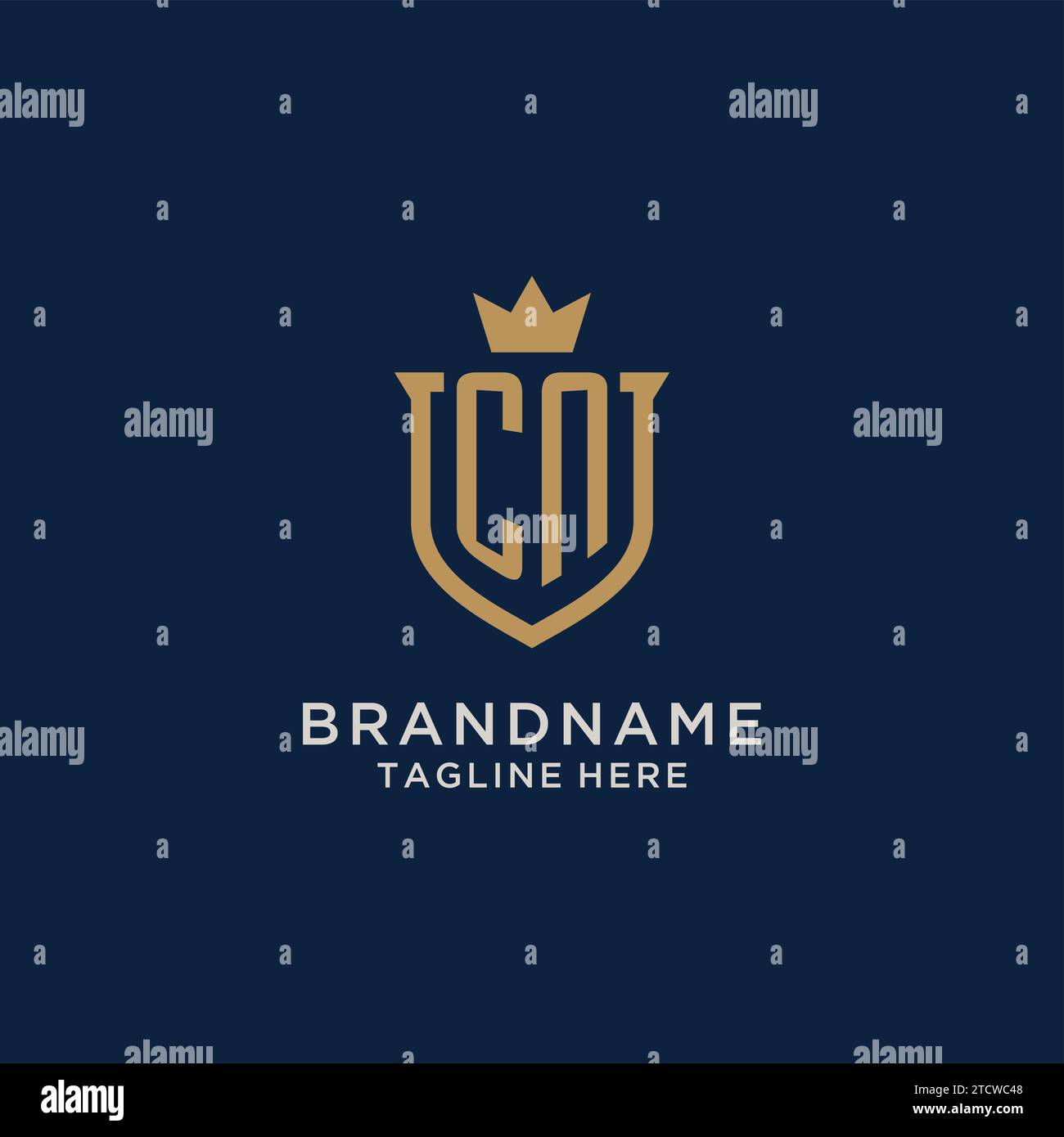 CN initial shield crown logo vector graphic Stock Vector