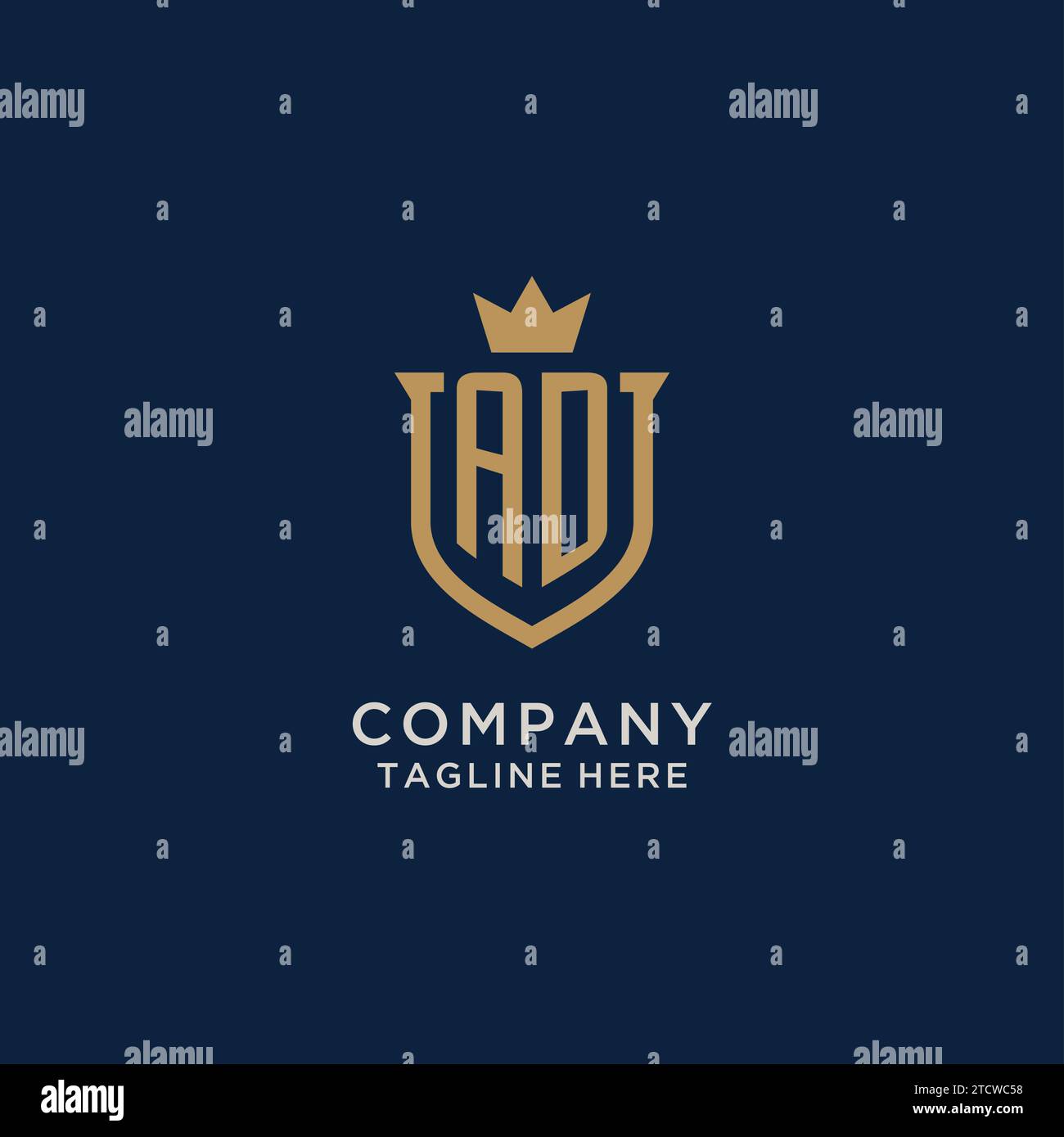 AD initial shield crown logo vector graphic Stock Vector