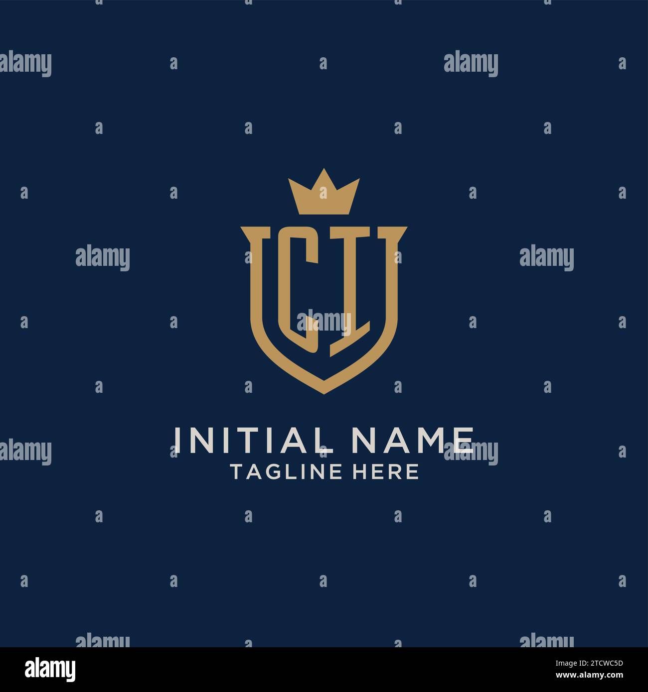 CI initial shield crown logo vector graphic Stock Vector