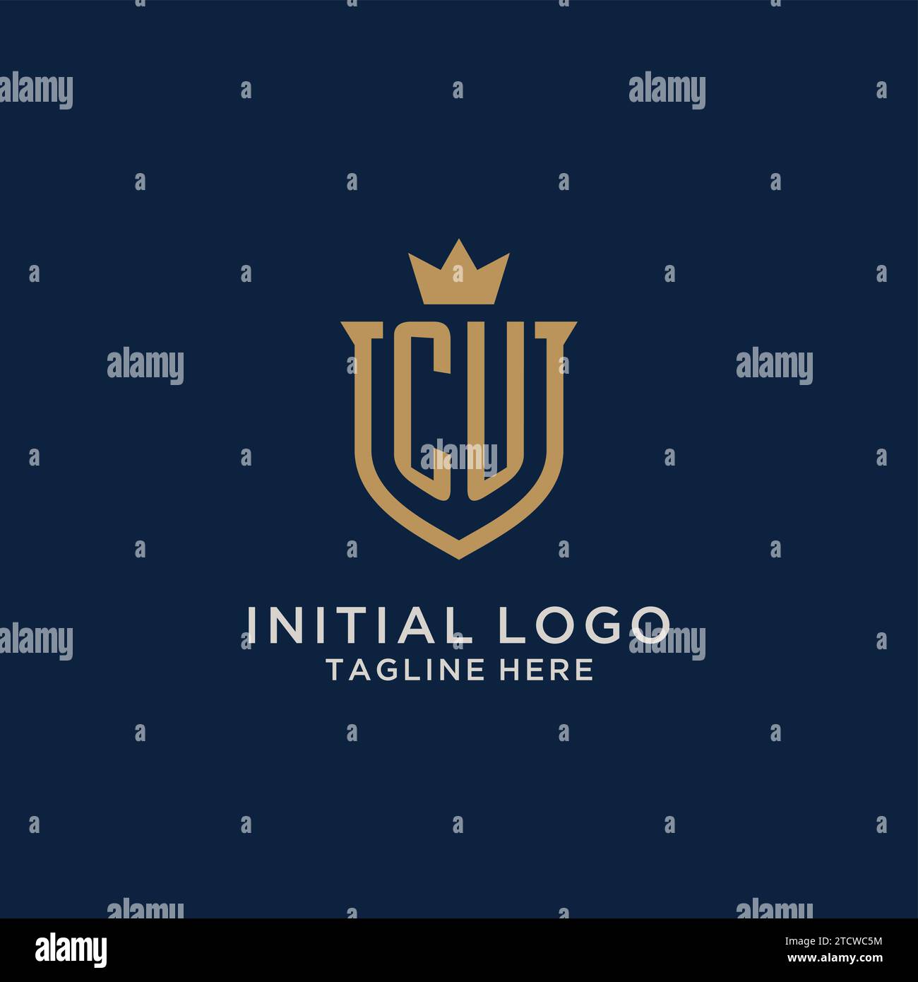 CU initial shield crown logo vector graphic Stock Vector