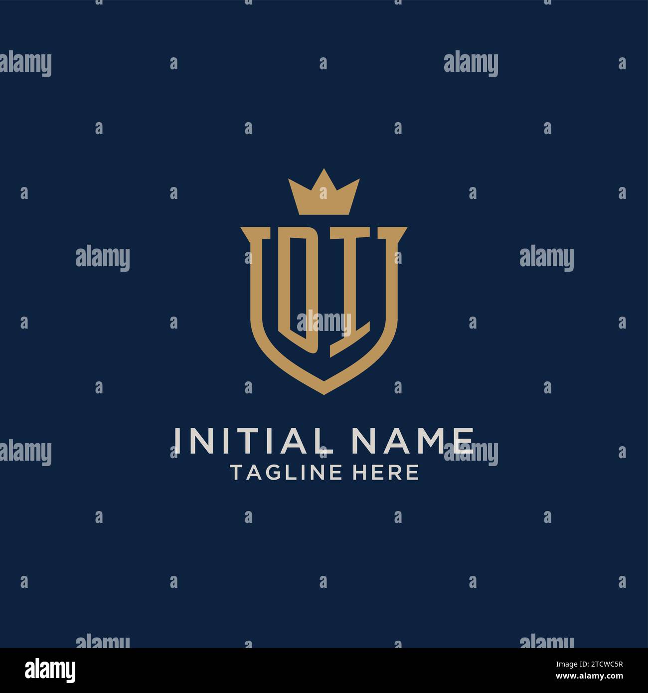 DI initial shield crown logo vector graphic Stock Vector